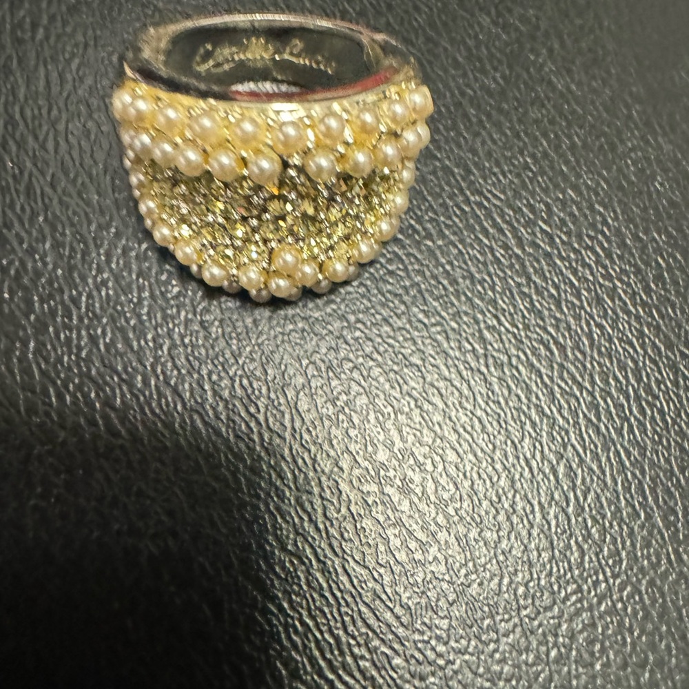 Camille Lucie crystal Swarovski and Pearl combination ring Sz 7.5 - Picture 8 of 16